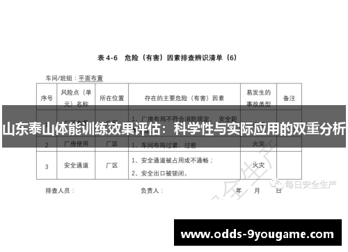 山东泰山体能训练效果评估：科学性与实际应用的双重分析